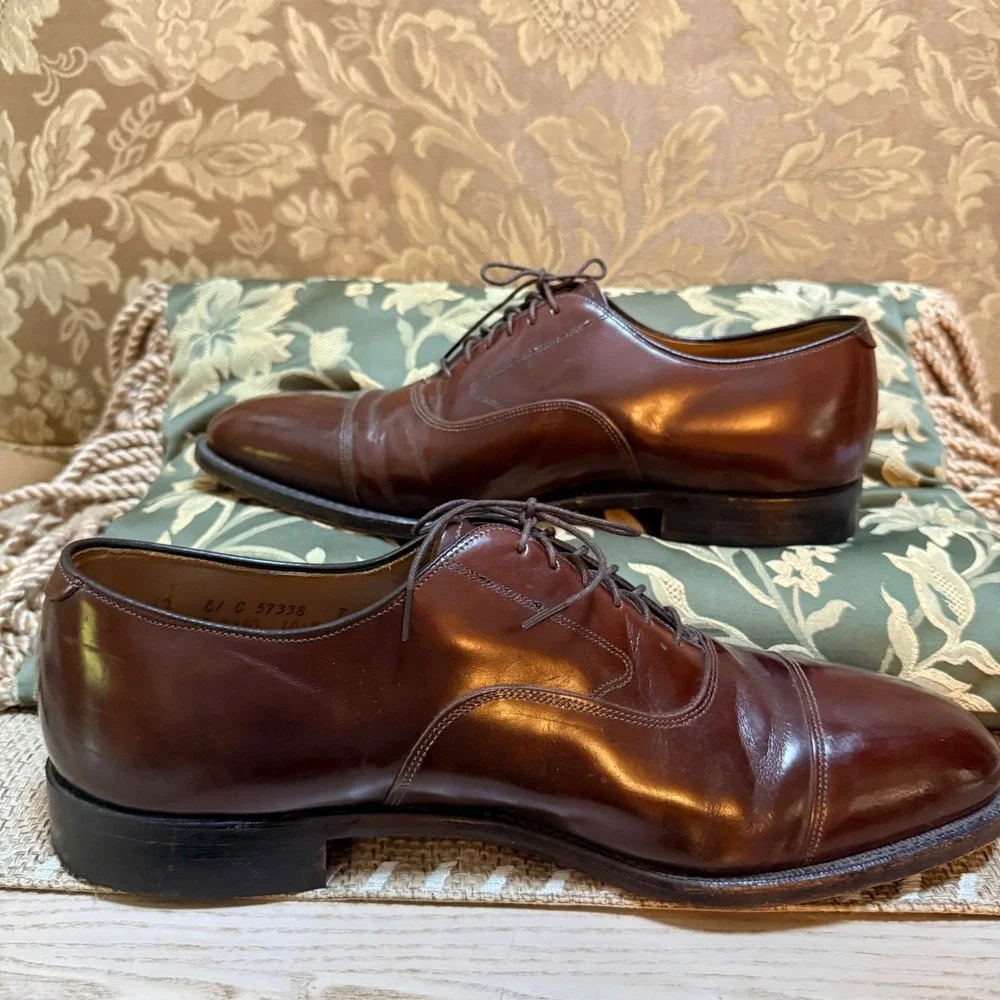 Johnston & Murphy Optima Oxford 10.5 C Burgundy Leather Cap Toe Made in USA